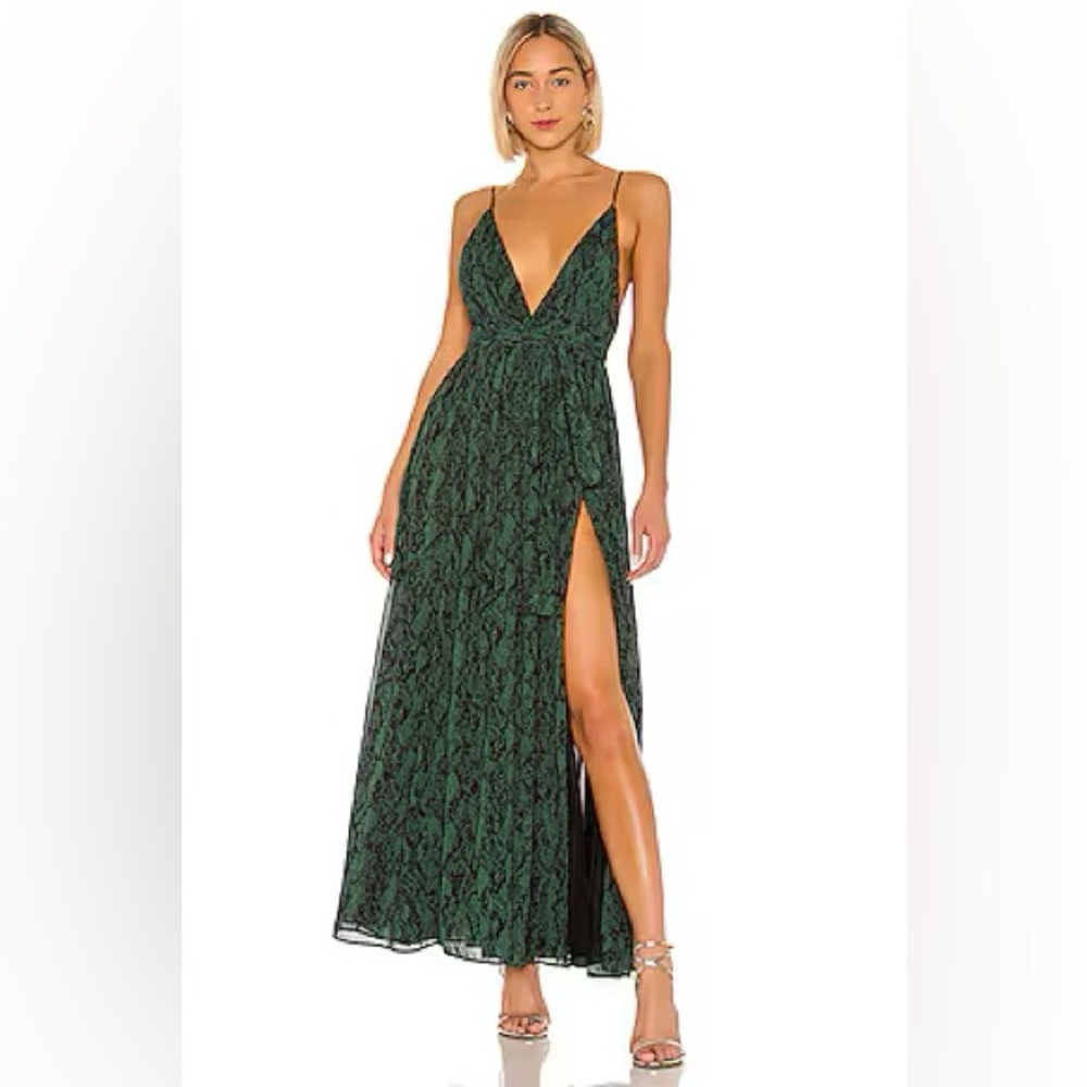 Michael Costello x REVOLVE Gillian Dress Green Snake XS